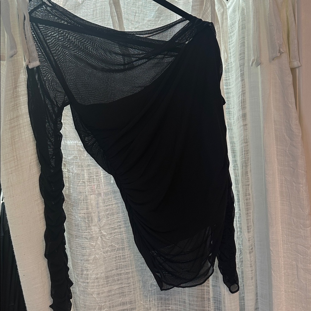 Anthropologie Black Mesh Top